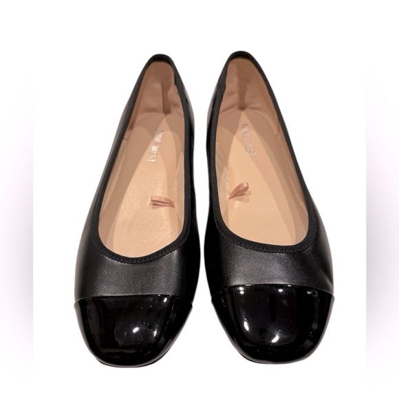 Nine West Ollin Black Leather Square Toe Dress Flats Women’s Size 7.5 - Picture 1 of 5